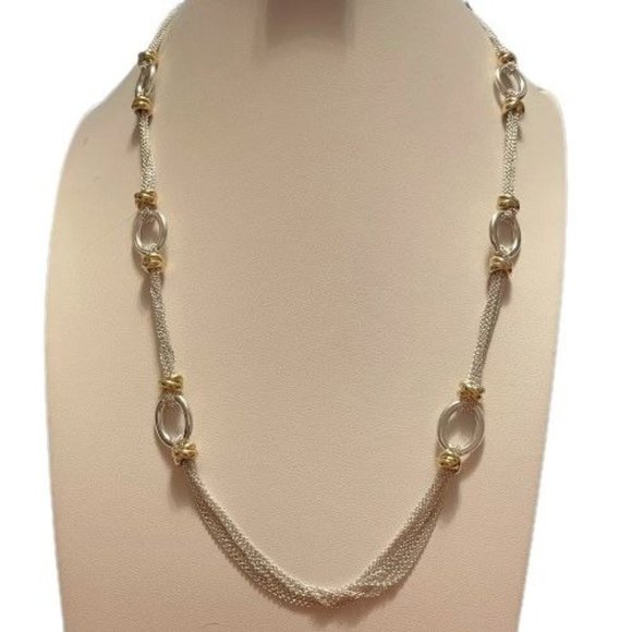 4 for $20 SALE- Chaps Ralph Lauren Gold Hoops & Silver Multi-Chain Necklace - Picture 6 of 6